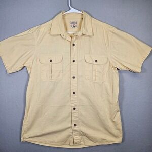 RedHead Brand‎ Co Mens Short Sleeve Button Down Utility Shirt Yellow Large